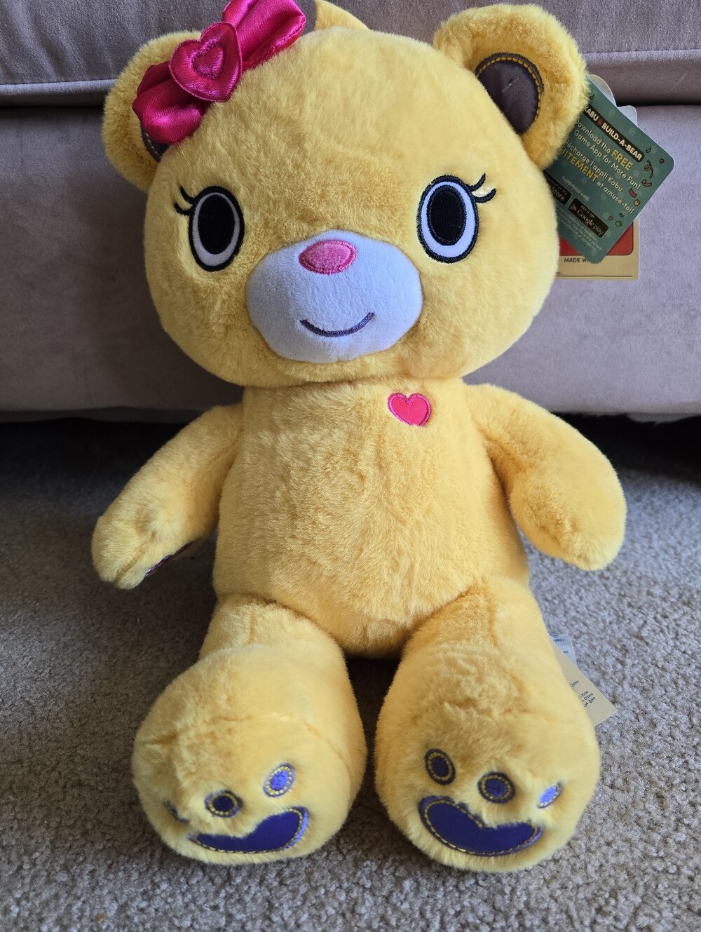Build A Bear 2018 NWT Bearnice Plush 17" Kabu Kawaii Stuffed Animal Yellow - Picture 8 of 8